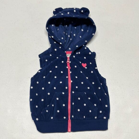 😍3 for $15😍 Blue Carter’s Girls Zip Up Sleeveless Hoodie Size 9M - Picture 1 of 2